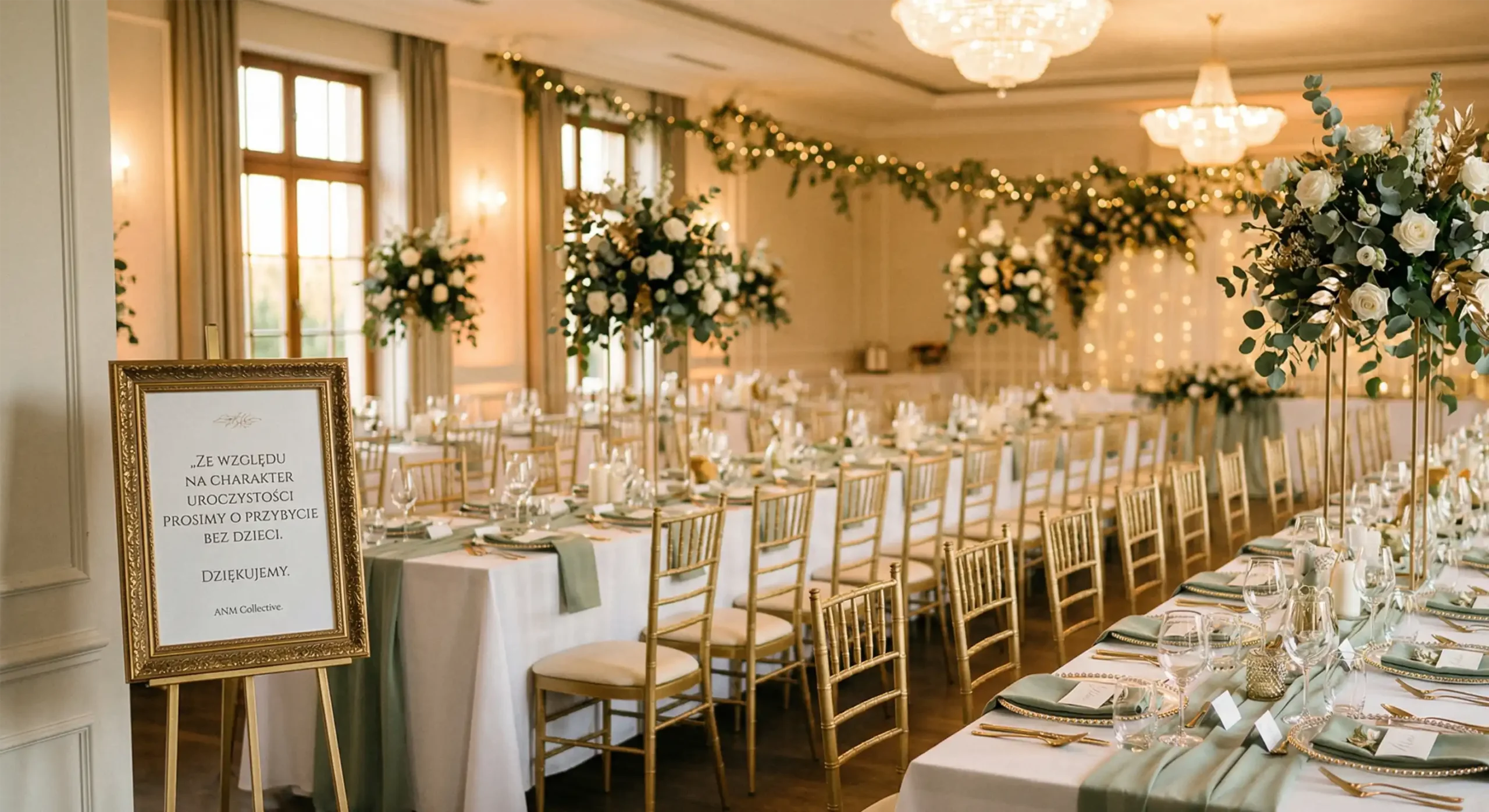 Eleganckie wesele bez dzieci Fine Art spokój