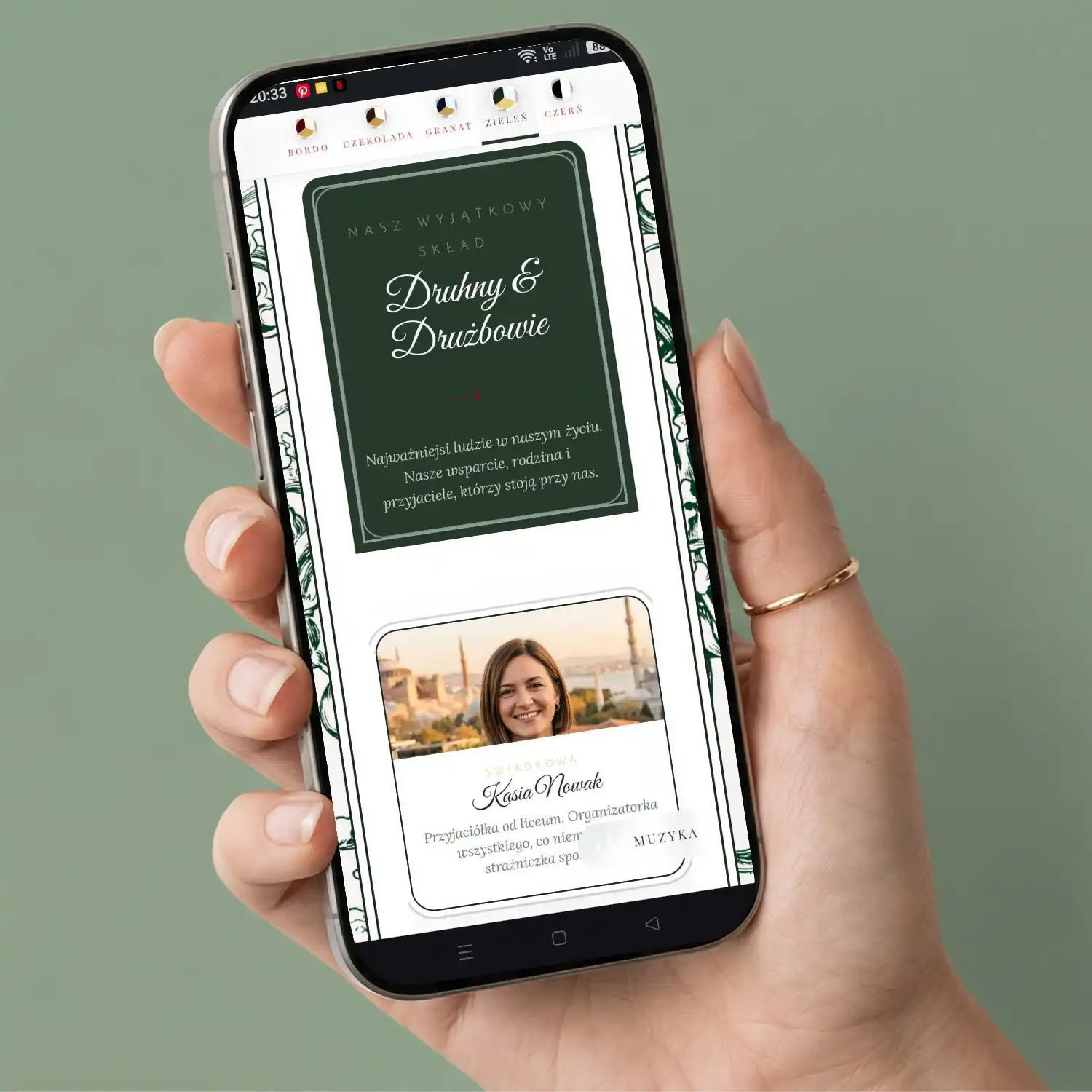 Mockup sekcji drużbowie na stronie ślubnej