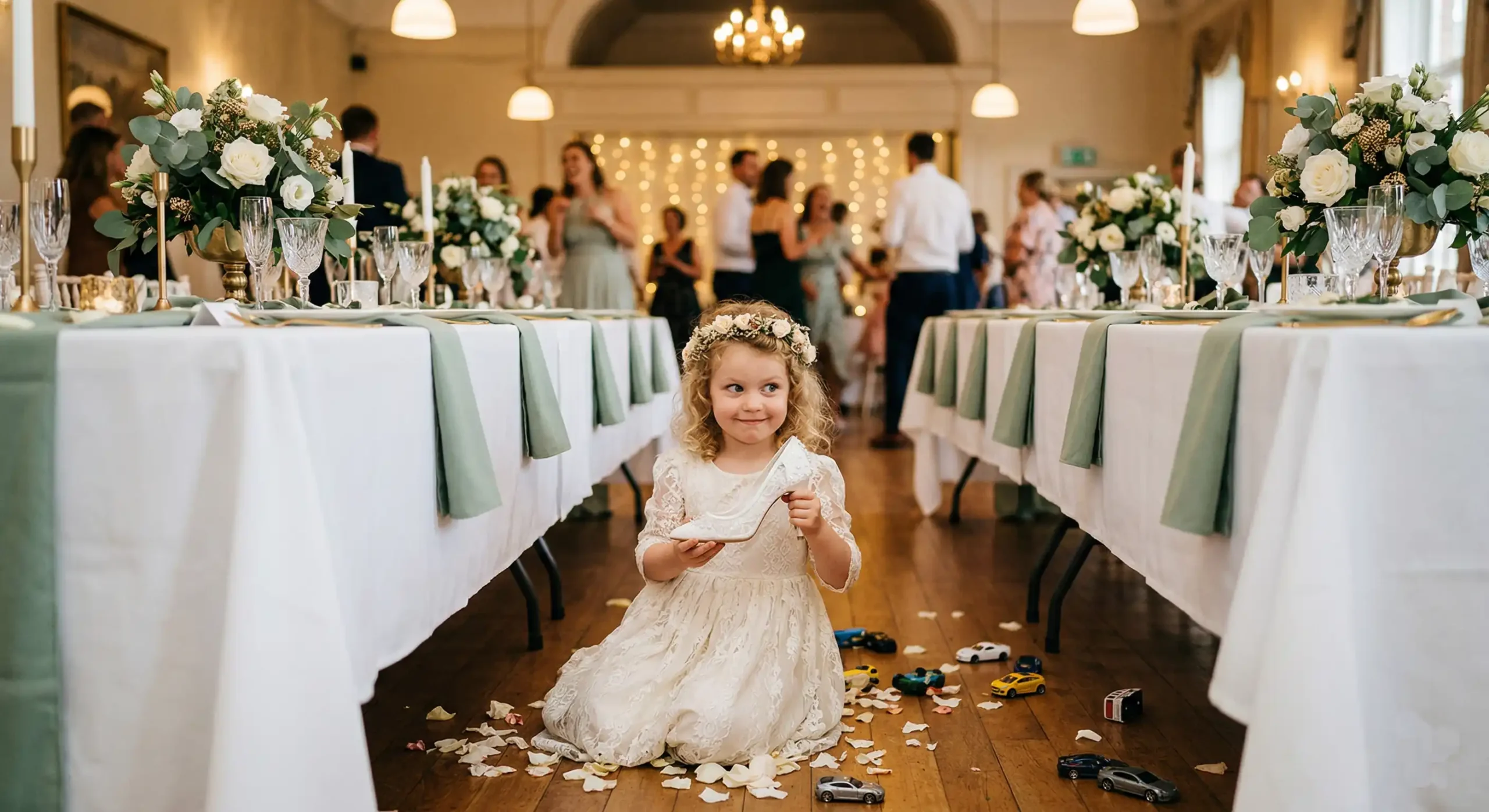 Dzieci biegające po sali weselnej chaos