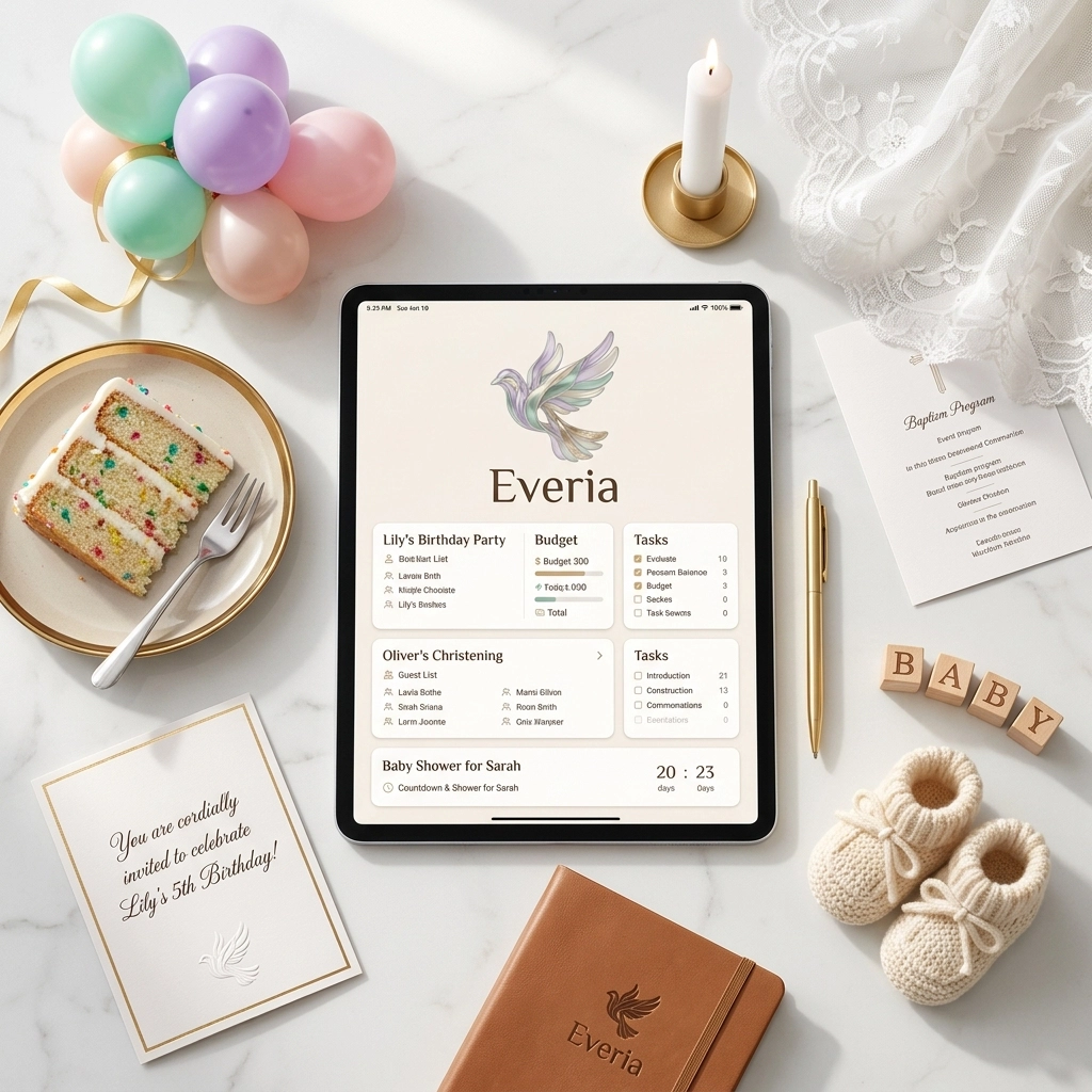 Preview of the free Everia family event planning application
